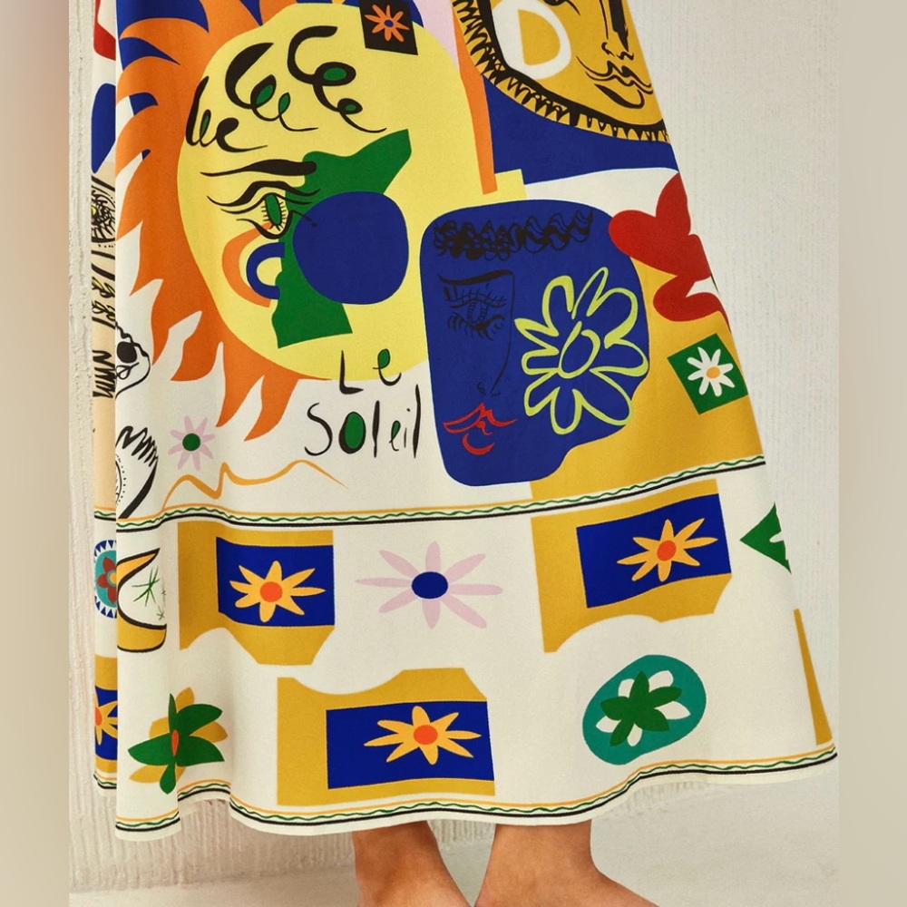 All Over Print Multi Color Cami Long Dress - Picture 6 of 6